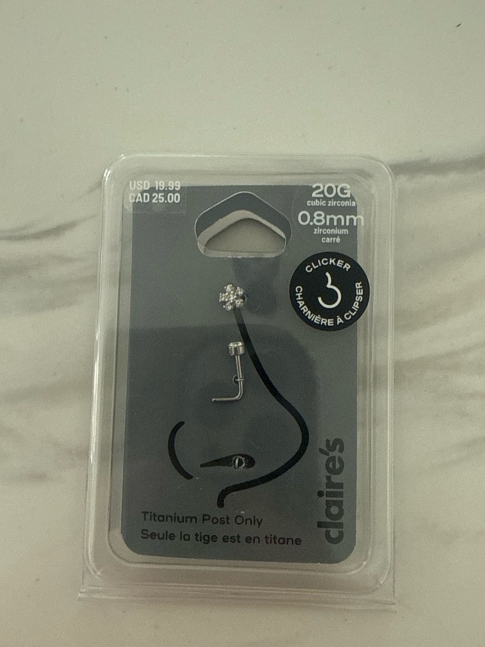 Claire's Silver Titanium Nose Jewelry Set - Silver